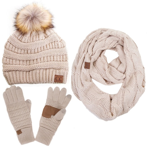Cc beanie hat and glove set clearance